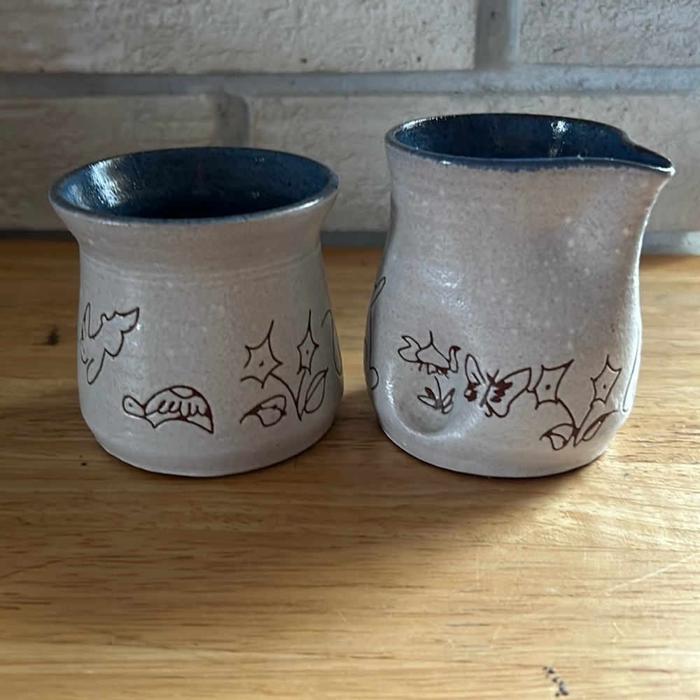 McWhriter Pottery woodland Critters Cream & Sugar